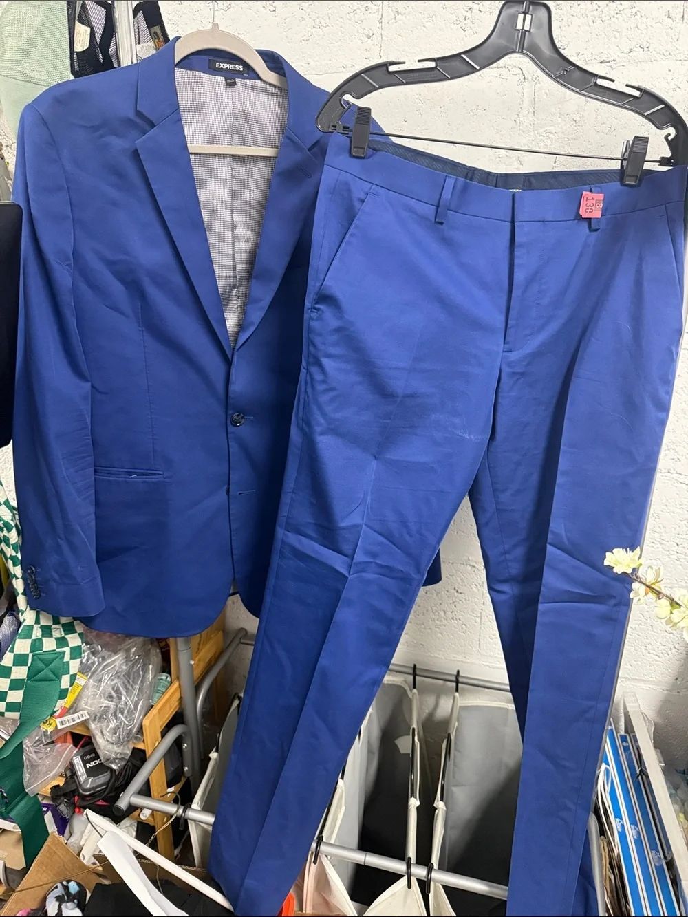 Express Royal Blue Men's Dress Pants Extra Slim 32x34 Pant - Jacket Large